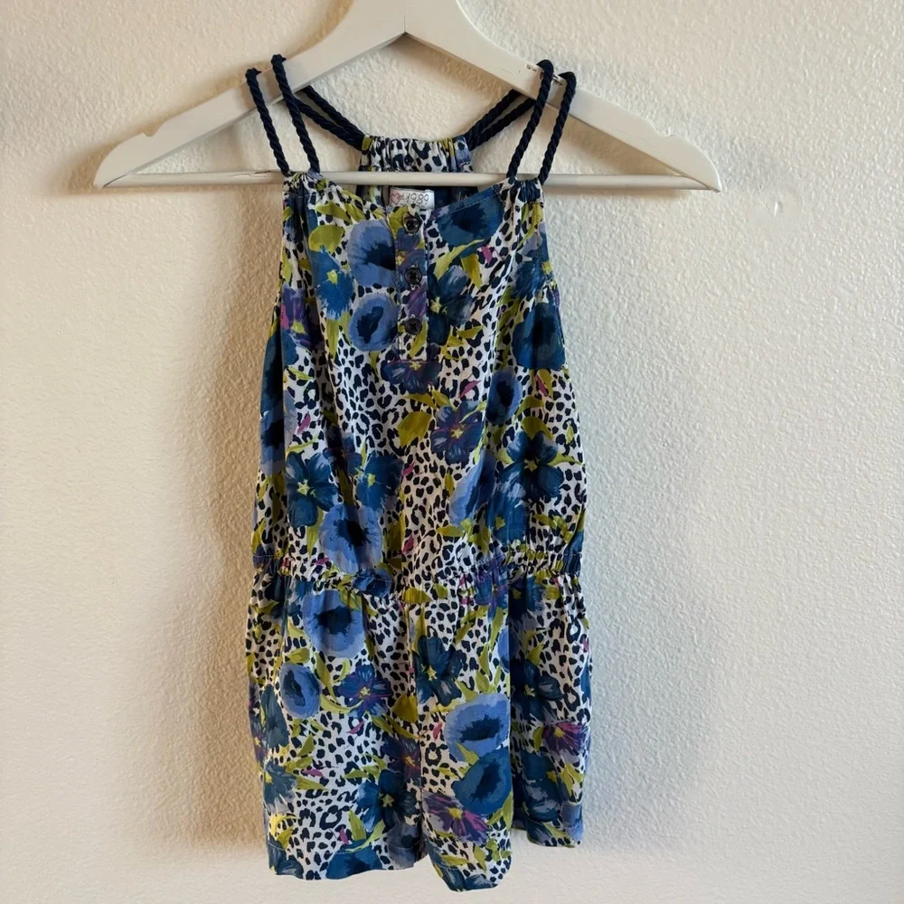 Children’s Place XS 4 girl rayon jumper shorts rope floral watercolor
